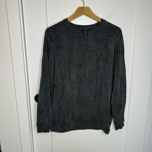 Athleta Studio To Street Splatter Print Black & Grey Crewneck Relaxed Pullover - Picture 2 of 5